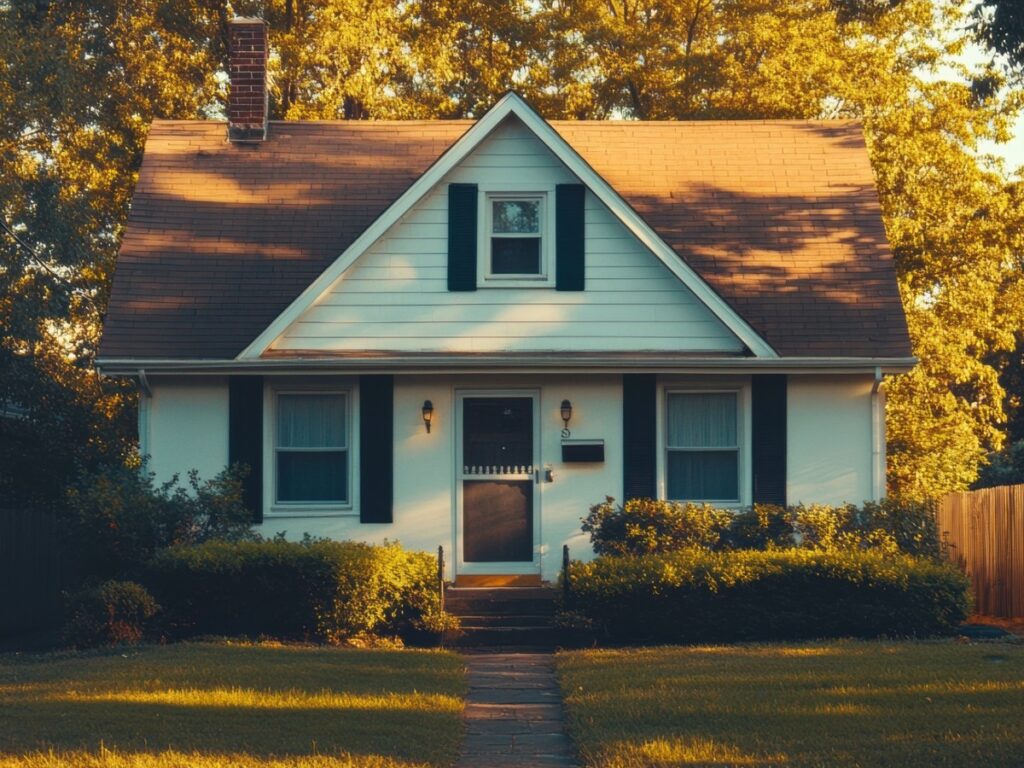 Front view of a cozy single-family home at golden hour  image for estimating home value denver co.